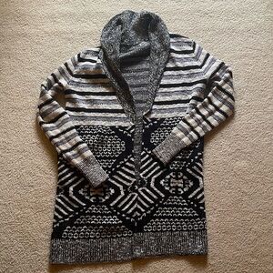 Striped Printed Open Cardigan
